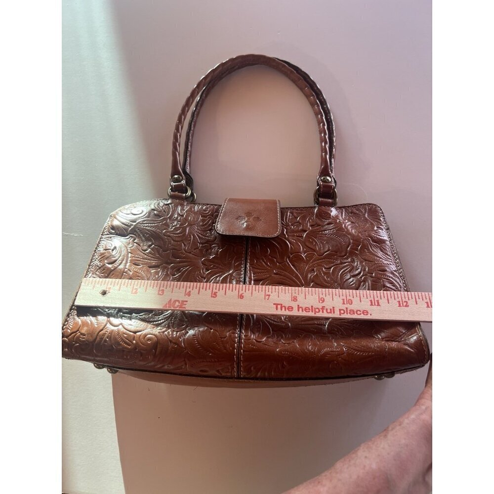 Vintage Patricia Nash embossed floral brown leather shoulder bag designer hippie - Picture 15 of 16